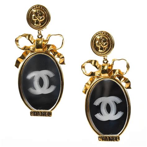 chanel cute bow clip-on earrings|chanel clip on earrings.